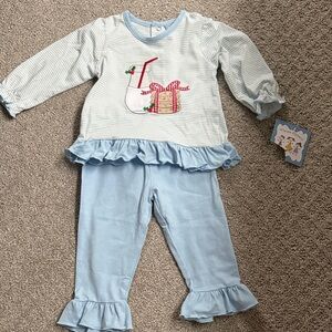 Baby Girls Light Blue Ruffle Holiday Set 12mo NWT